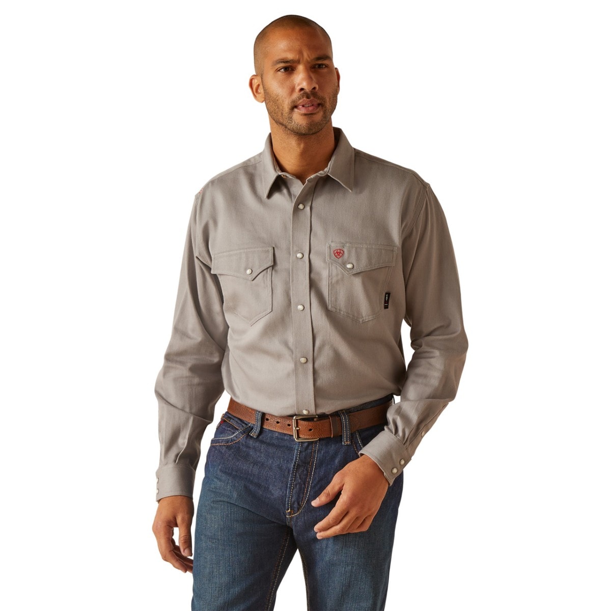 Ariat FR Solid Classic Fit Snap Work Shirt in Silver Fox